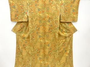 未使用品　草花に古典柄　小紋着物